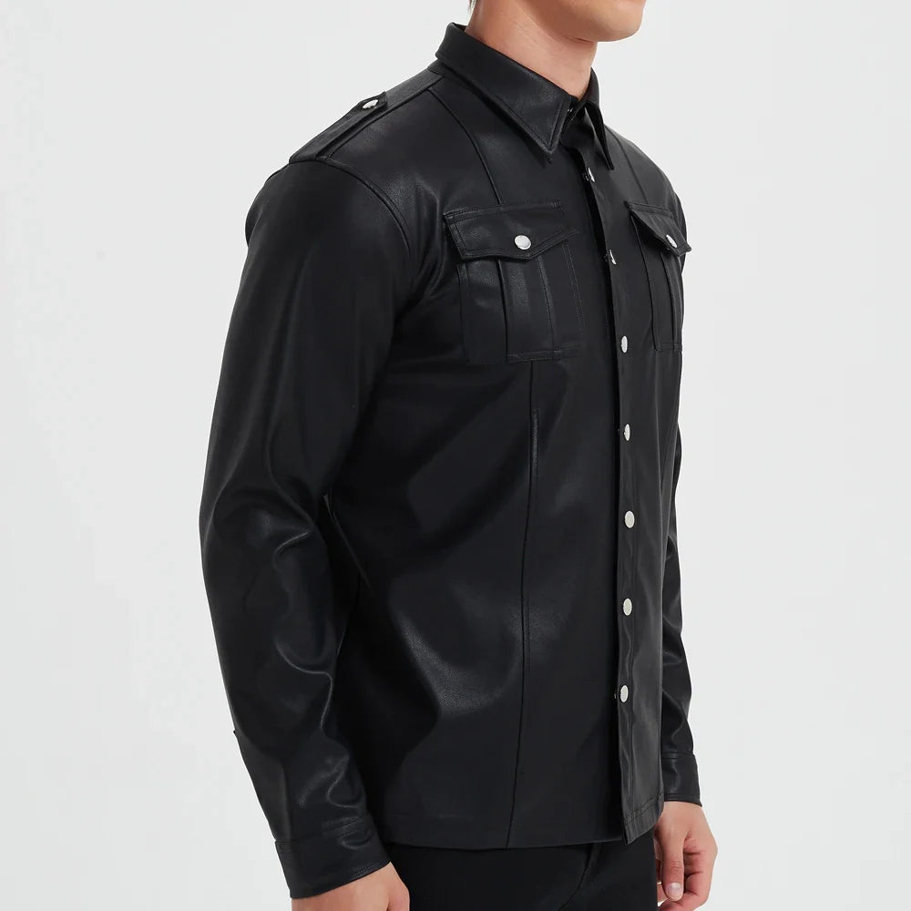 Lervaine® | Leather Long-Sleeve Top