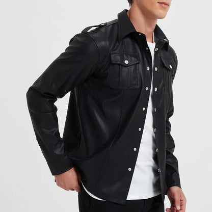 Lervaine® | Leather Long-Sleeve Top